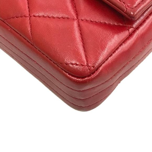 Chanel Matelasse Push Lock Chain Leather Red Shoulder Bag - Picture 7 of 10